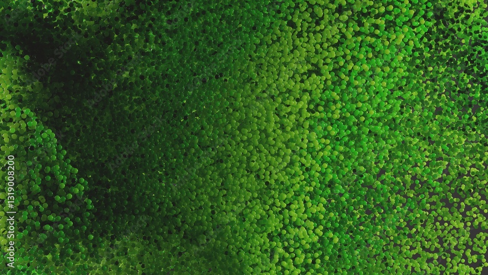 Green abstract background with tiny spheres. Healthy lifeslyle concept. 3d rendering of backdrop with balls. Summer vibe Green abstract background with tiny spheres. Healthy lifeslyle concept. 3d rendering of backdrop with balls. Summer vibe