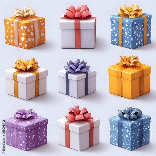 Colorful gift boxes with ribbons and bows illustration