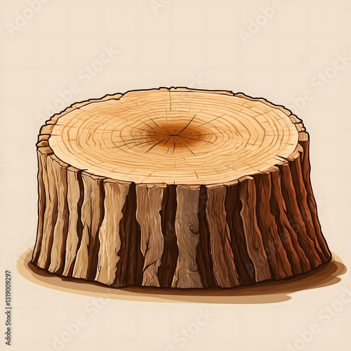 Detailed illustration of a tree stump