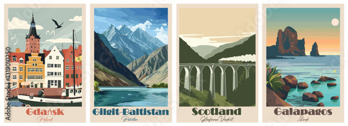 Vintage Travel Poster – Galapagos Islands, Gdańsk, Gilgit-Baltistan, Glenfinnan Viaduct