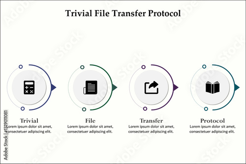TFTP - Trivial File Transfer Protocol Acronym. Infographic template with icons and description placeholder