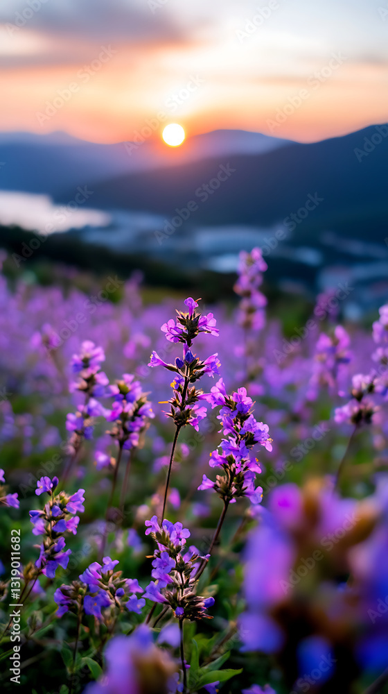 Fototapeta premium lavender field at sunset
