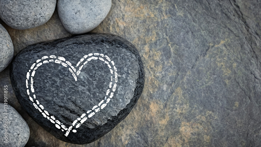 Obraz premium heart drawn on a rock