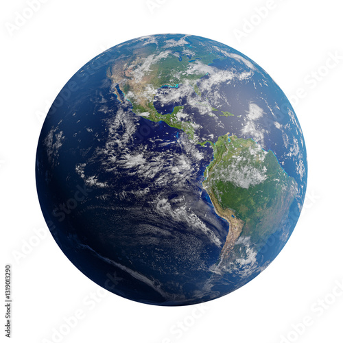 Realistic earth planet isolated on transparent background, PNG