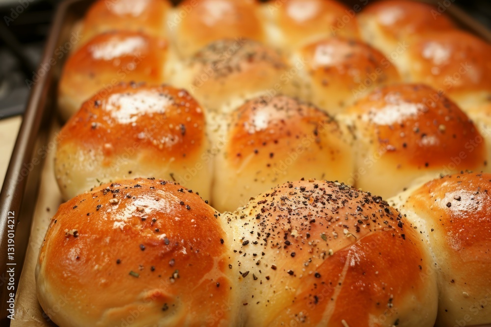 Freshly baked cheese buns cooling on tray. AI image Freshly baked cheese buns cooling on tray. AI image