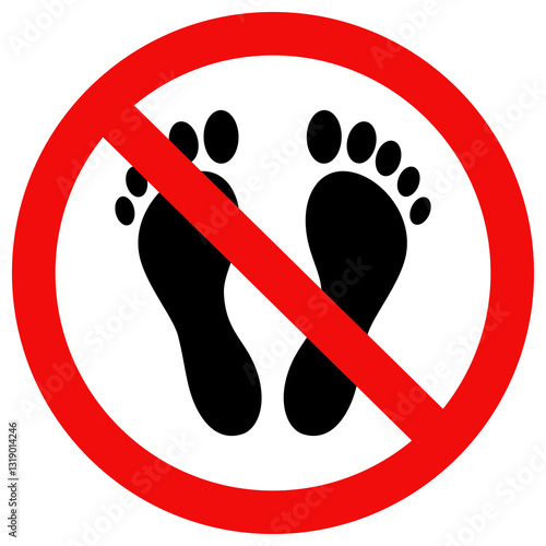 No barefoot sign. flat vector illustration design.