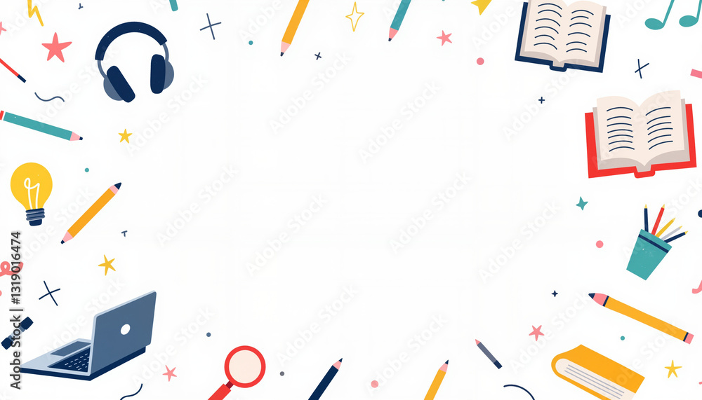 Modern school background with digital tools, online education concept Modern school background with digital tools, online education concept