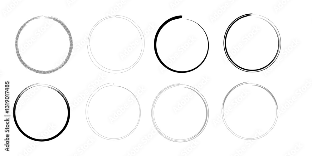 Brush Stroke Circle Icons, Minimalist Abstract Design Brush Stroke Circle Icons, Minimalist Abstract Design