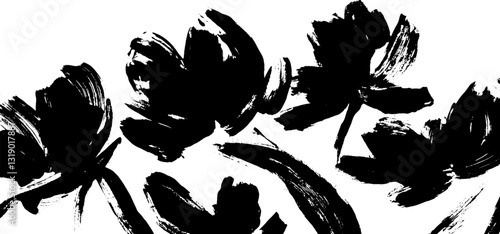 Abstract Black and White Floral Painting