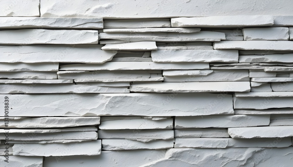 Bright white slate facade. Horizontal layered stone texture. Sedimentary rock pattern. Bright white slate facade. Horizontal layered stone texture. Sedimentary rock pattern.