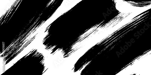 Dynamic Black Brush Strokes on White Background