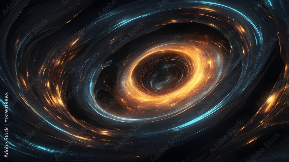 Obraz premium Abstract Spiral Galaxy with Swirling Energy and Glowing Light in Dark Space