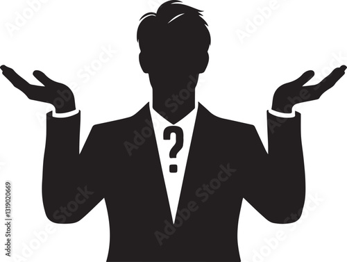 Shrugging shoulders with palms up vector illustration