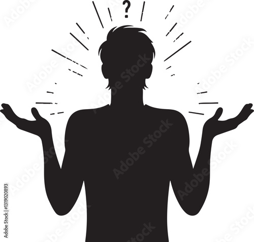 Shrugging shoulders with palms up vector illustration