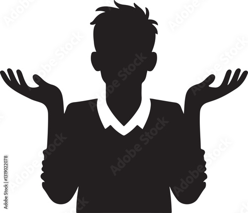 Shrugging shoulders with palms up vector illustration