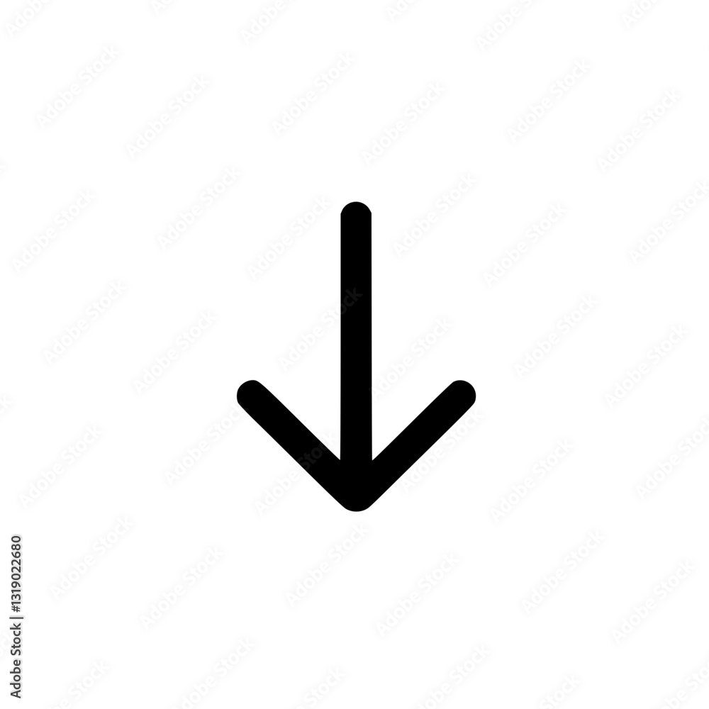 A simple downward-pointing arrow in against a transparent backdrop The arrow is bold and clear indicating direction or movement downwards SVG Icon A simple downward-pointing arrow in against a transparent backdrop The arrow is bold and clear indicating direction or movement downwards SVG Icon