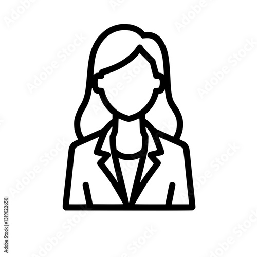 Professional Woman Icon: A sleek minimalist line drawing of a woman in a business suit Ideal for representing leadership career or professional services