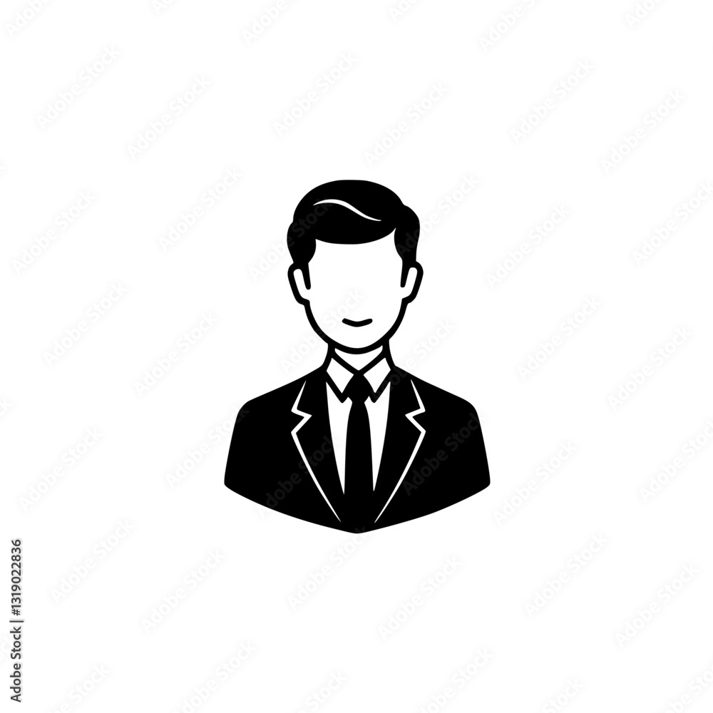 Elegant and Icon of a Business Professional Stylized vector illustration of a person in a suit and tie with a friendly smile Elegant and Icon of a Business Professional Stylized vector illustration of a person in a suit and tie with a friendly smile