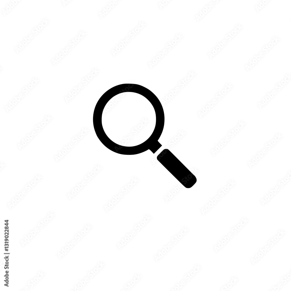 Magnifying glass icon representing search zoom or investigation Simple and clear design for digital interfaces symbolizing discovery
