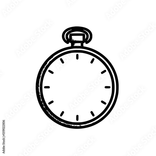 Line art icon of a pocket watch with no hands