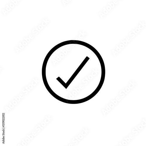check mark symbol inside a circular frame indicating completion confirmation or agreement with a transparent backdrop for versatile use