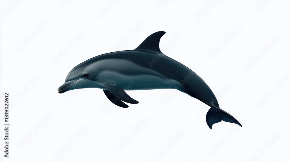 Fototapeta premium Graceful Gray Dolphin Leaping in White Water