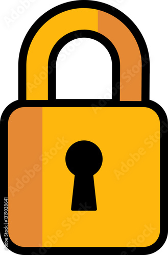 yellow colour lock hand drawn vector image with PNG Transparent background
