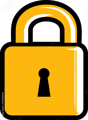 yellow colour lock hand drawn vector image with PNG Transparent background