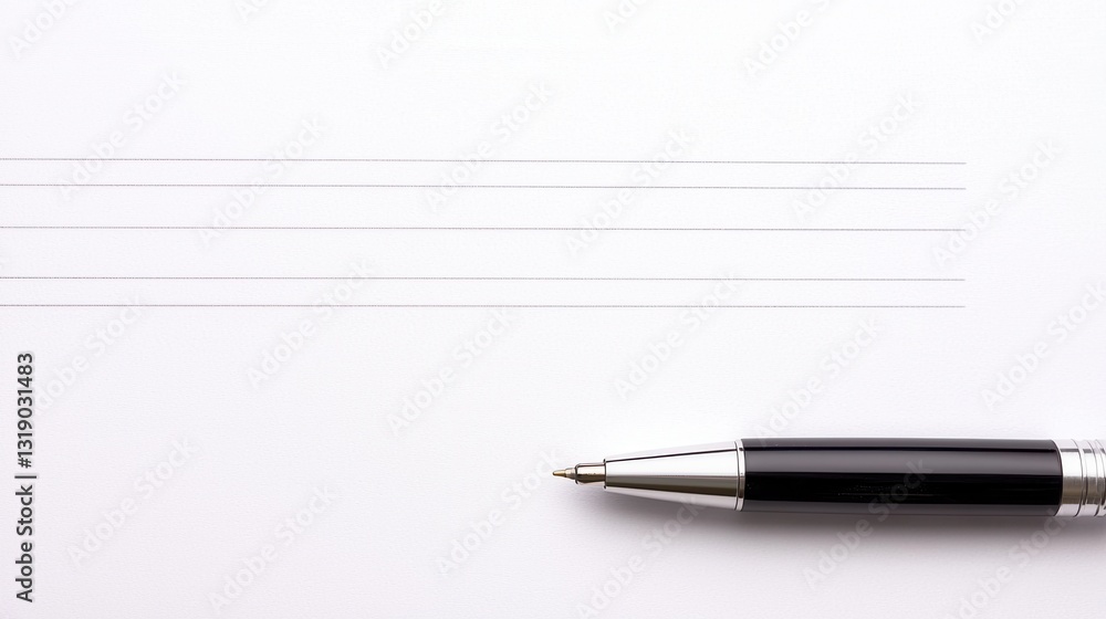Black Pen on White Paper with Faint Horizontal Lines Black Pen on White Paper with Faint Horizontal Lines