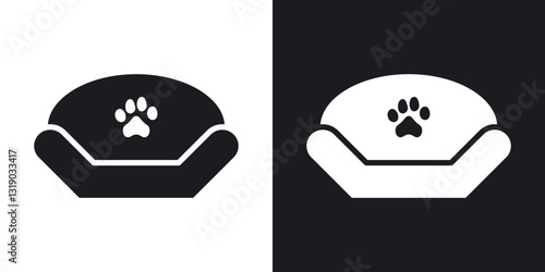 Pet bed icons in solid black and white colors
