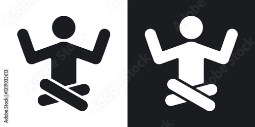 Yoga posture icons in solid black and white collection