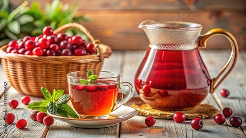 Delicious Cranberry Tea -  Ceramic Jug and Cup