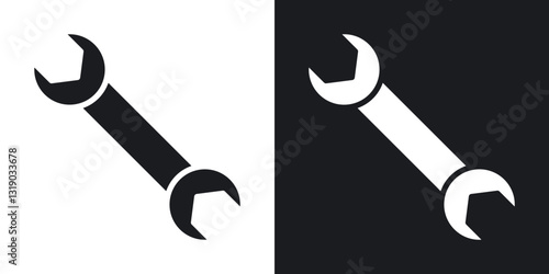 Wrench icons in solid black and white collection