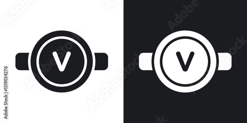 Voltmeter icons in solid black and white collection