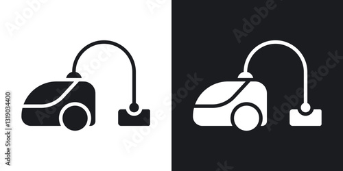 Vacuum cleaner icons in solid black and white collection