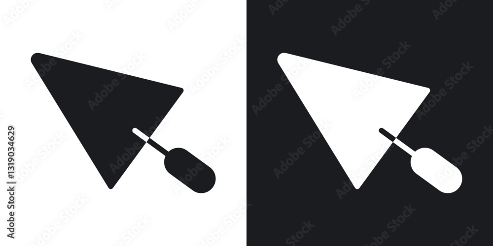 Trowel icons in solid black and white collection Trowel icons in solid black and white collection