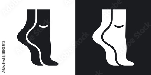 Tiptoe feet icons in solid black and white collection