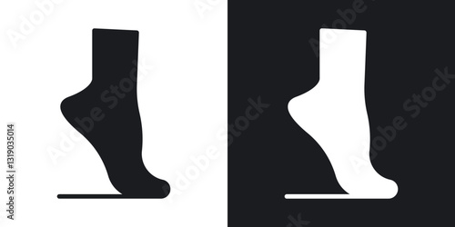 Tiptoe feet icons in solid black and white collection
