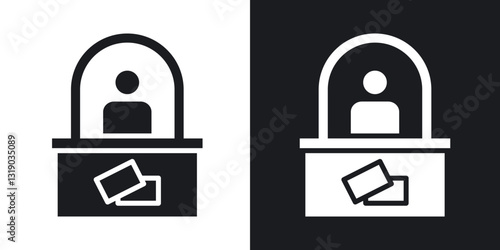 Ticket office icons in solid black and white collection
