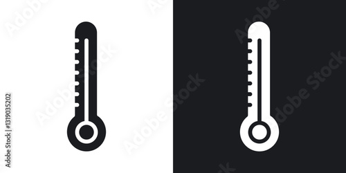 Thermometer icons in solid black and white collection
