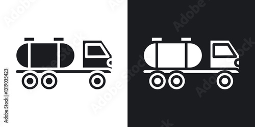 Tank truck icons in solid black and white collection
