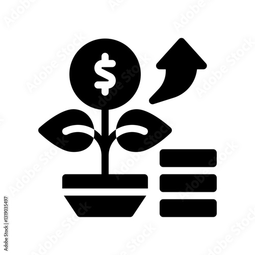 money growth tips glyph icon