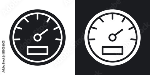 Speedometer icons in solid black and white collection