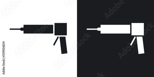 Sealant gun icons in solid black and white collection