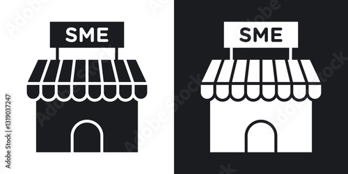 SME icons in solid black and white collection