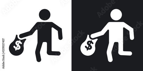 Robbery icons in solid black and white collection