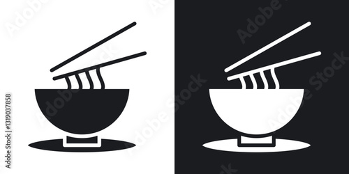 Ramen icons in solid black and white collection