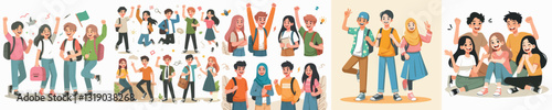 Vector image of cheerful and happy teenager