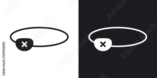 Pirate eye patch icons in solid black and white collection