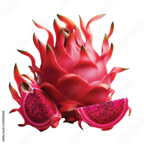 dragon fruit on white background